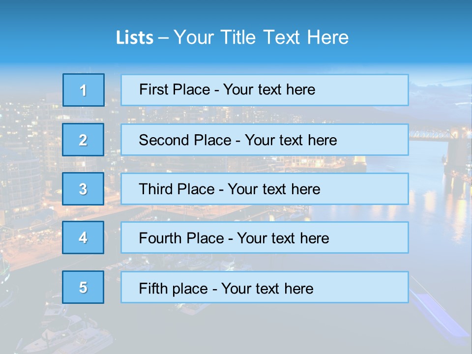 A City At Night With A Bridge Over The Water PowerPoint Template