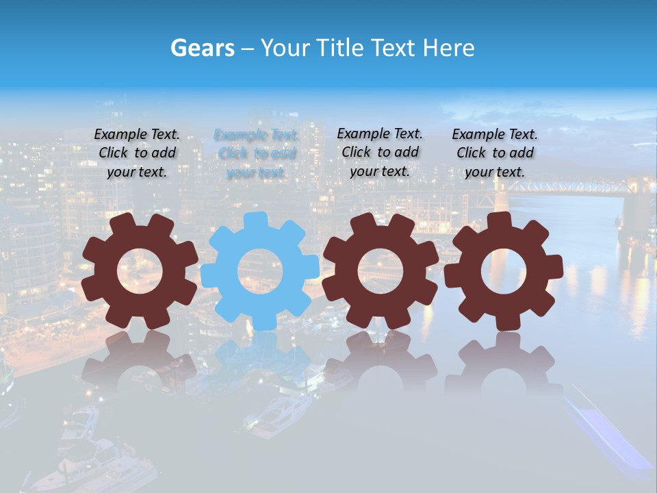 A City At Night With A Bridge Over The Water PowerPoint Template