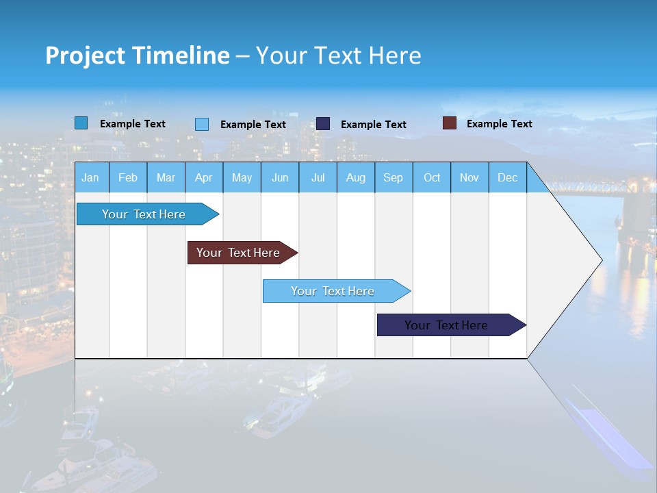 A City At Night With A Bridge Over The Water PowerPoint Template