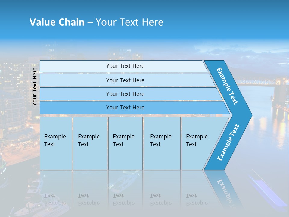 A City At Night With A Bridge Over The Water PowerPoint Template