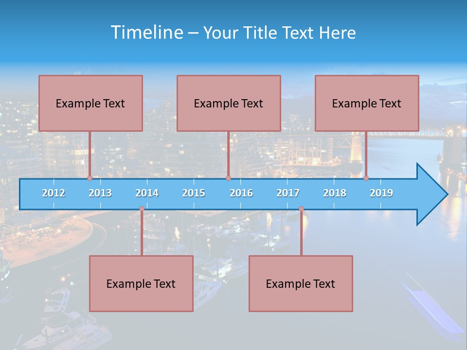 A City At Night With A Bridge Over The Water PowerPoint Template