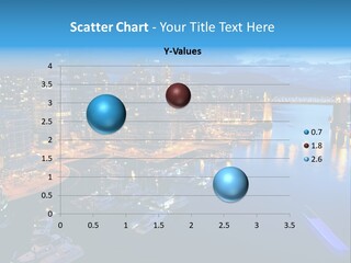 A City At Night With A Bridge Over The Water PowerPoint Template