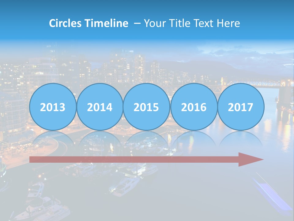 A City At Night With A Bridge Over The Water PowerPoint Template