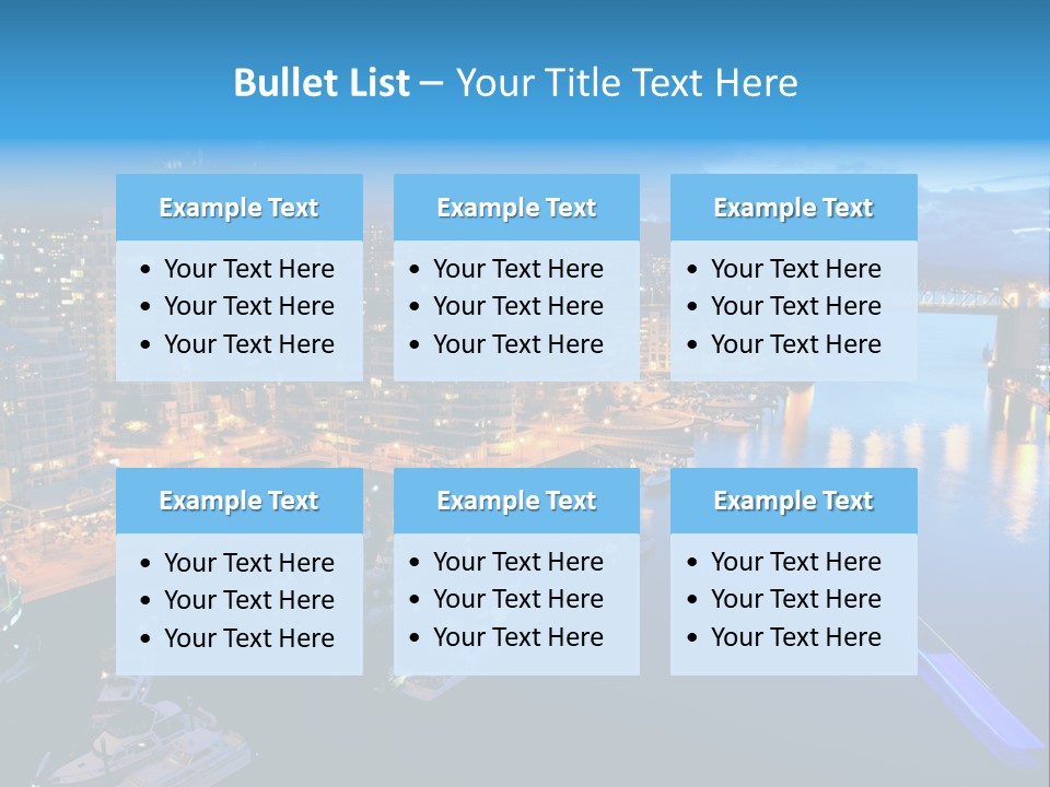 A City At Night With A Bridge Over The Water PowerPoint Template