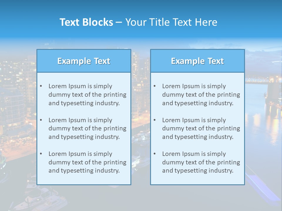 A City At Night With A Bridge Over The Water PowerPoint Template