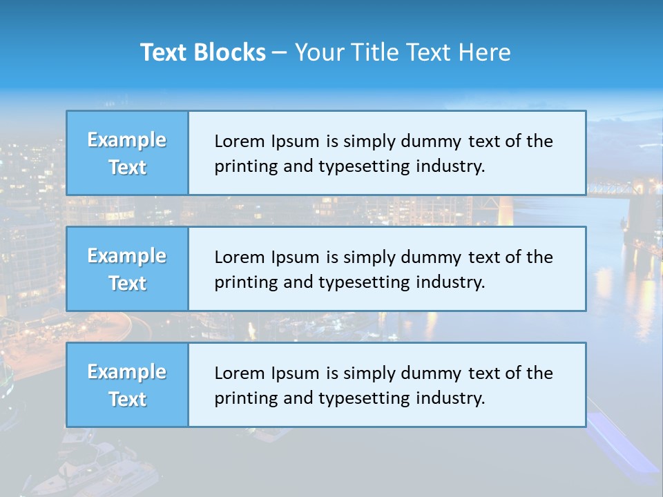 A City At Night With A Bridge Over The Water PowerPoint Template