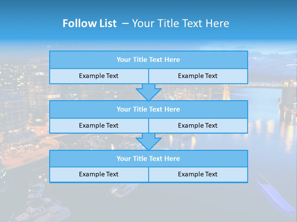 A City At Night With A Bridge Over The Water PowerPoint Template