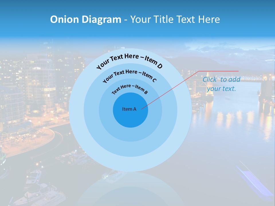 A City At Night With A Bridge Over The Water PowerPoint Template