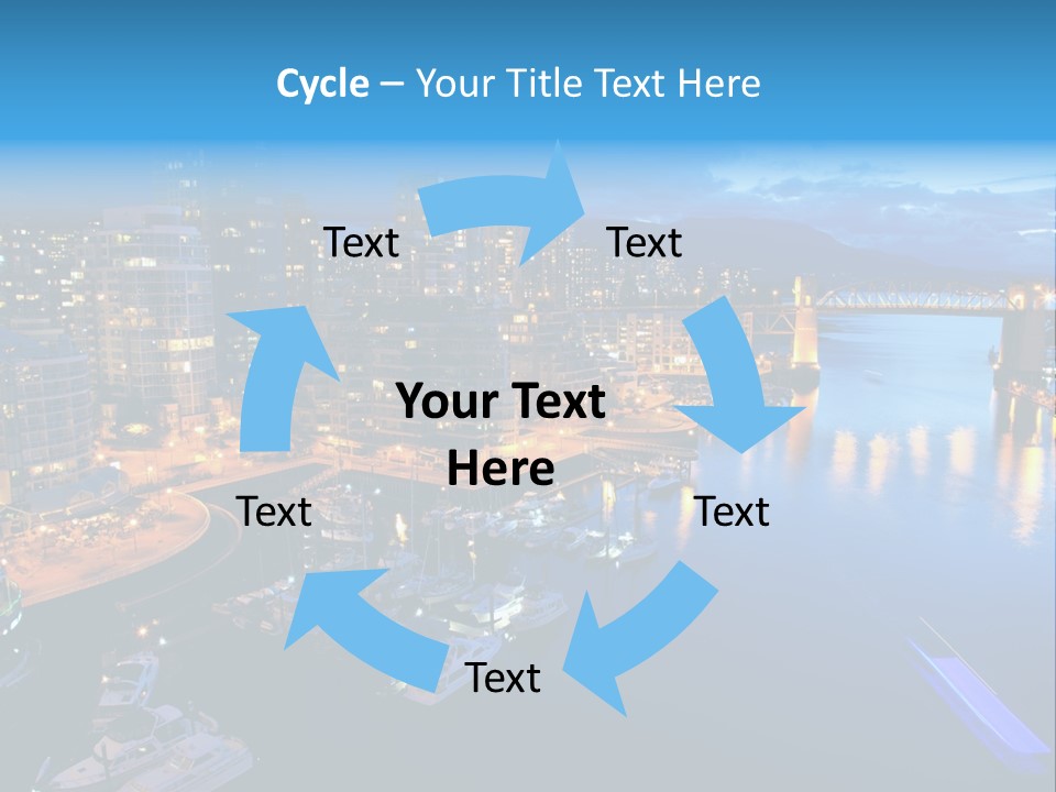 A City At Night With A Bridge Over The Water PowerPoint Template