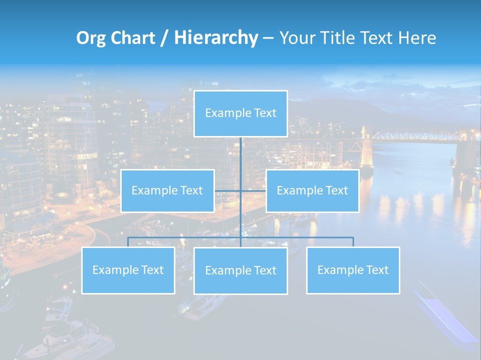 A City At Night With A Bridge Over The Water PowerPoint Template