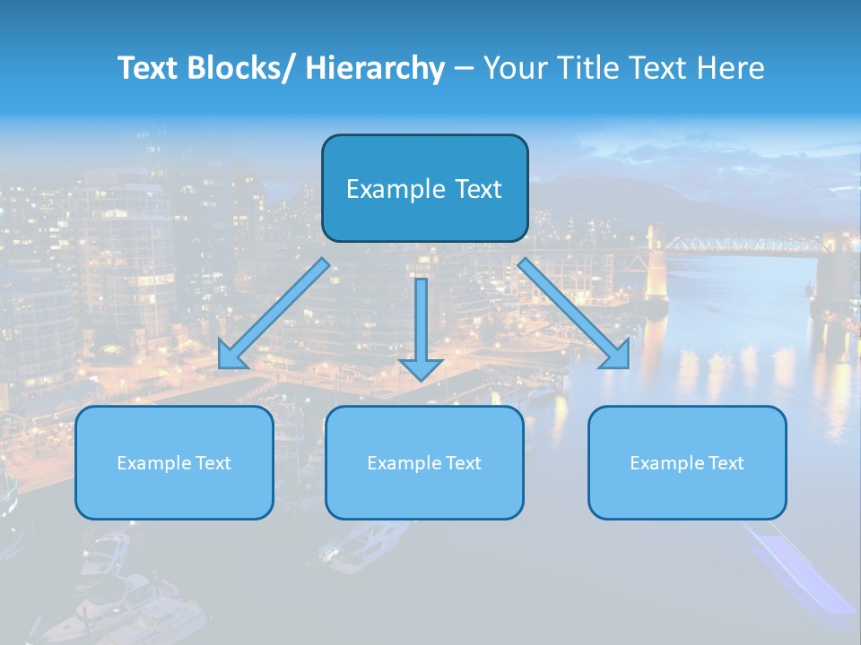 A City At Night With A Bridge Over The Water PowerPoint Template