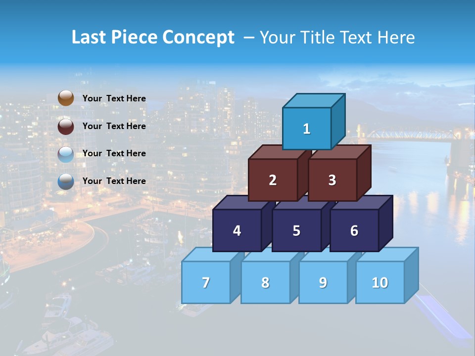 A City At Night With A Bridge Over The Water PowerPoint Template