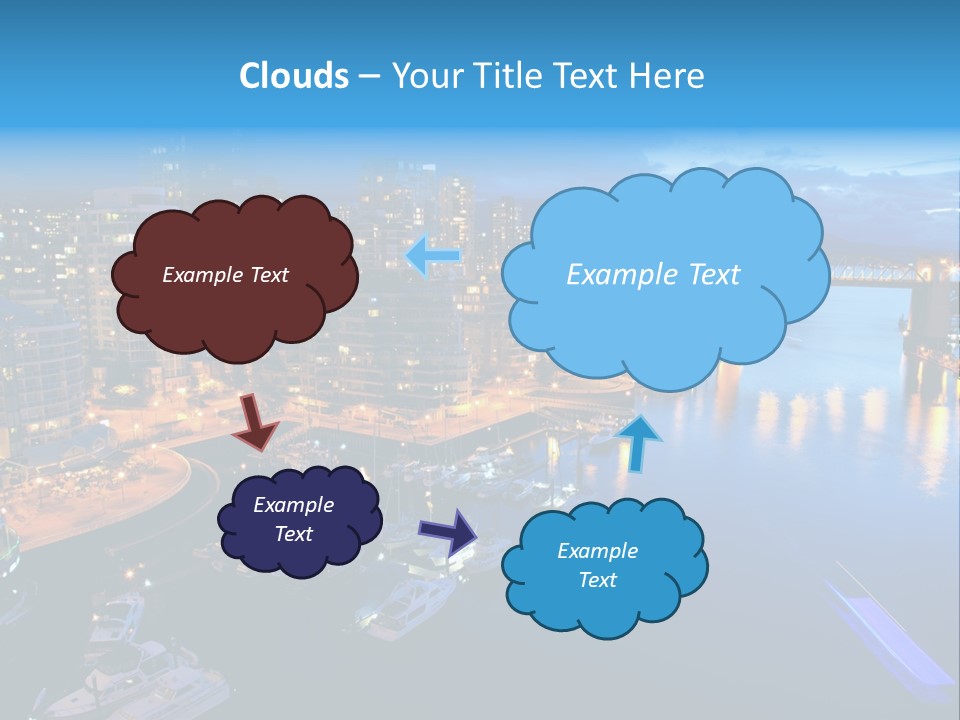 A City At Night With A Bridge Over The Water PowerPoint Template
