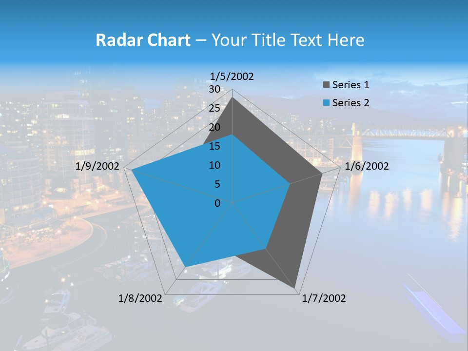A City At Night With A Bridge Over The Water PowerPoint Template