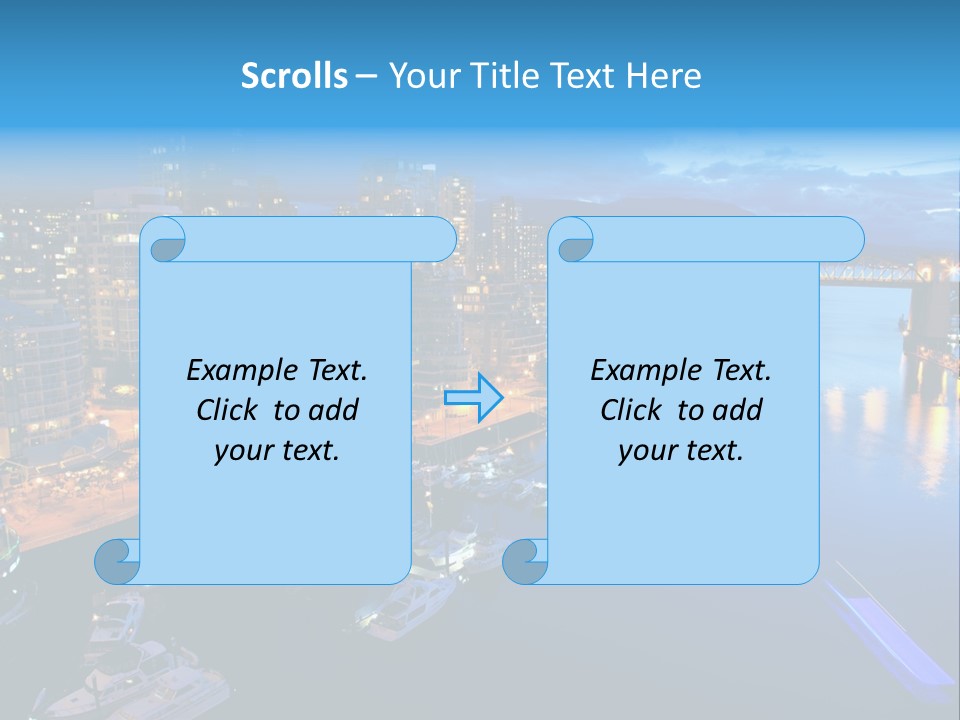 A City At Night With A Bridge Over The Water PowerPoint Template