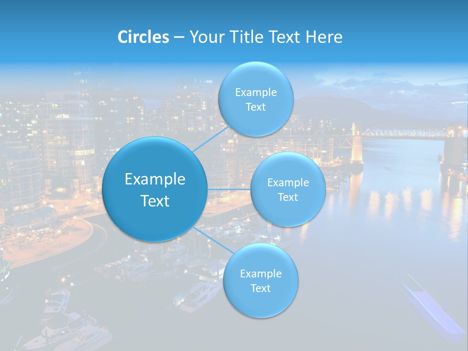 A City At Night With A Bridge Over The Water PowerPoint Template