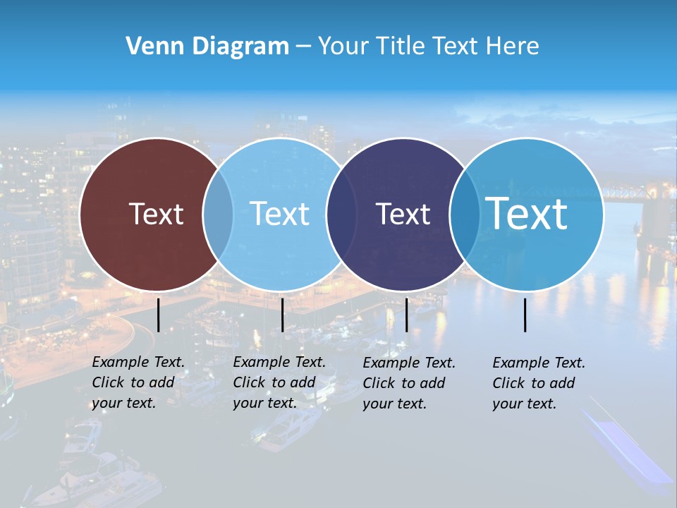 A City At Night With A Bridge Over The Water PowerPoint Template