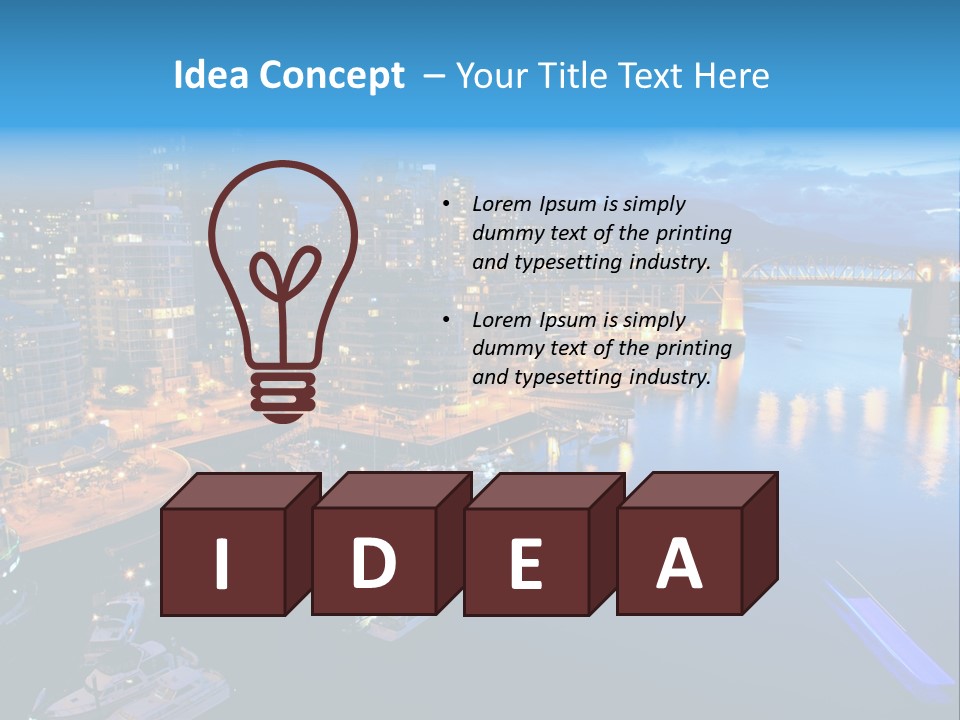 A City At Night With A Bridge Over The Water PowerPoint Template