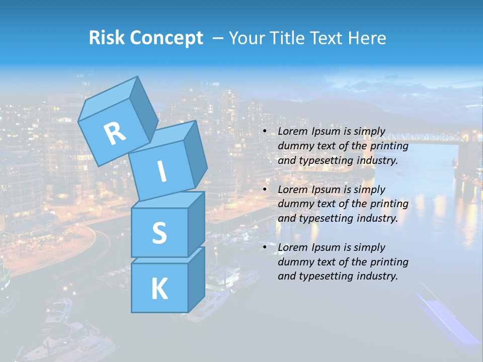 A City At Night With A Bridge Over The Water PowerPoint Template