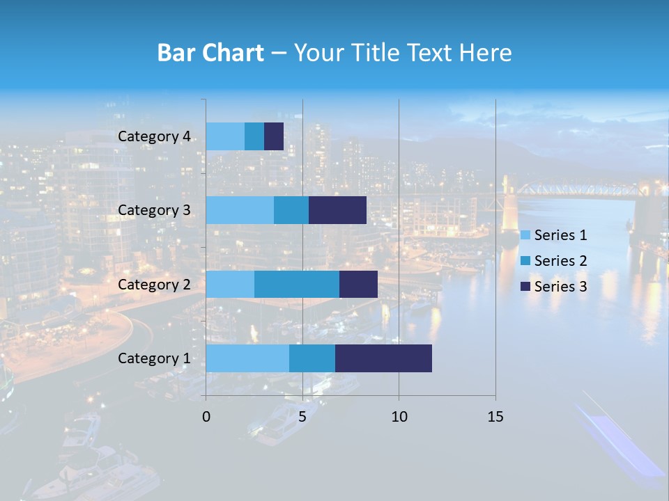A City At Night With A Bridge Over The Water PowerPoint Template