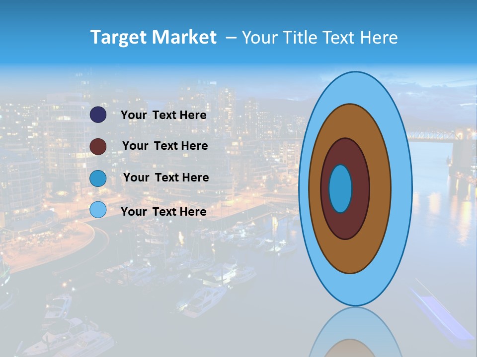 A City At Night With A Bridge Over The Water PowerPoint Template