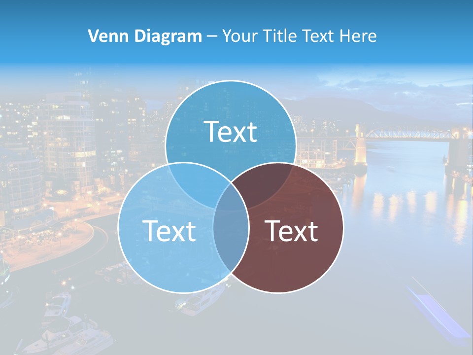 A City At Night With A Bridge Over The Water PowerPoint Template