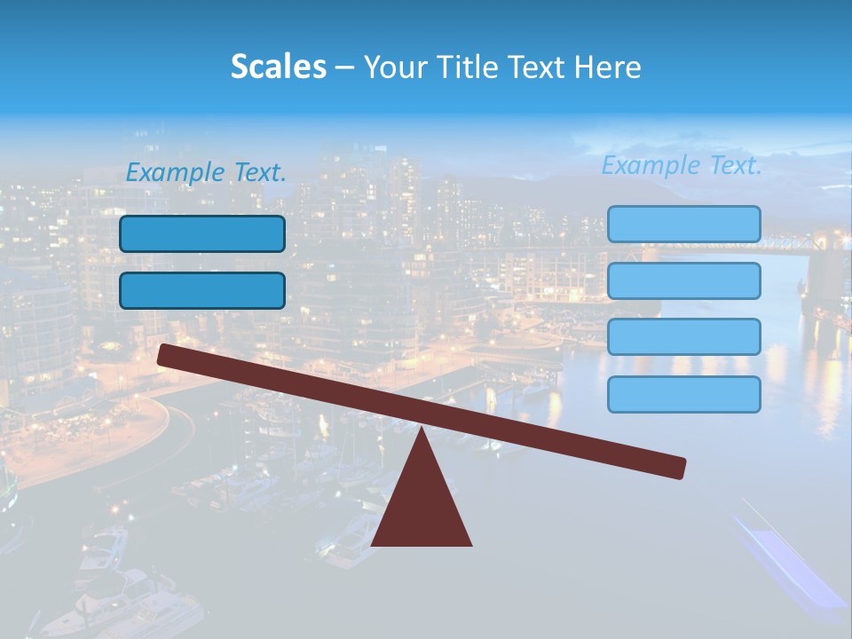 A City At Night With A Bridge Over The Water PowerPoint Template