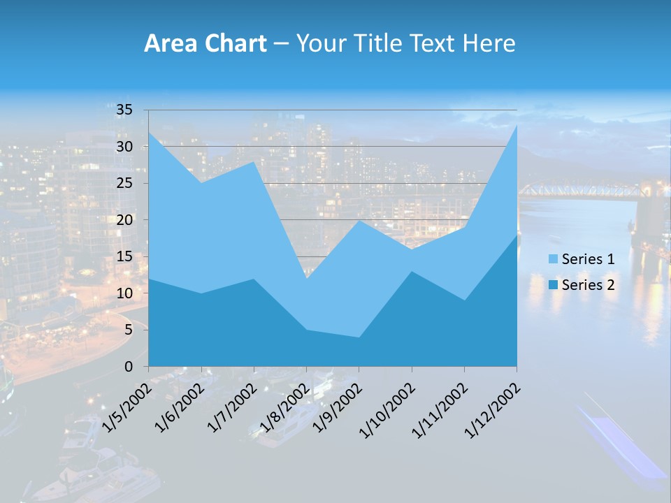 A City At Night With A Bridge Over The Water PowerPoint Template