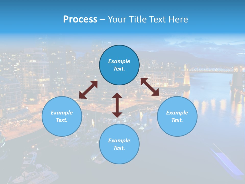 A City At Night With A Bridge Over The Water PowerPoint Template