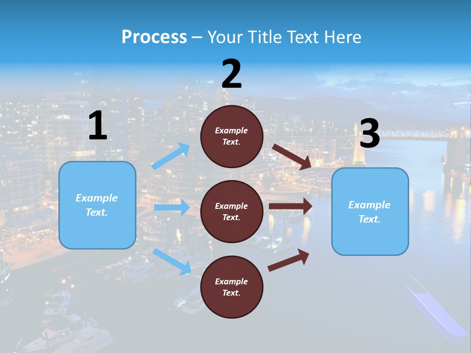 A City At Night With A Bridge Over The Water PowerPoint Template