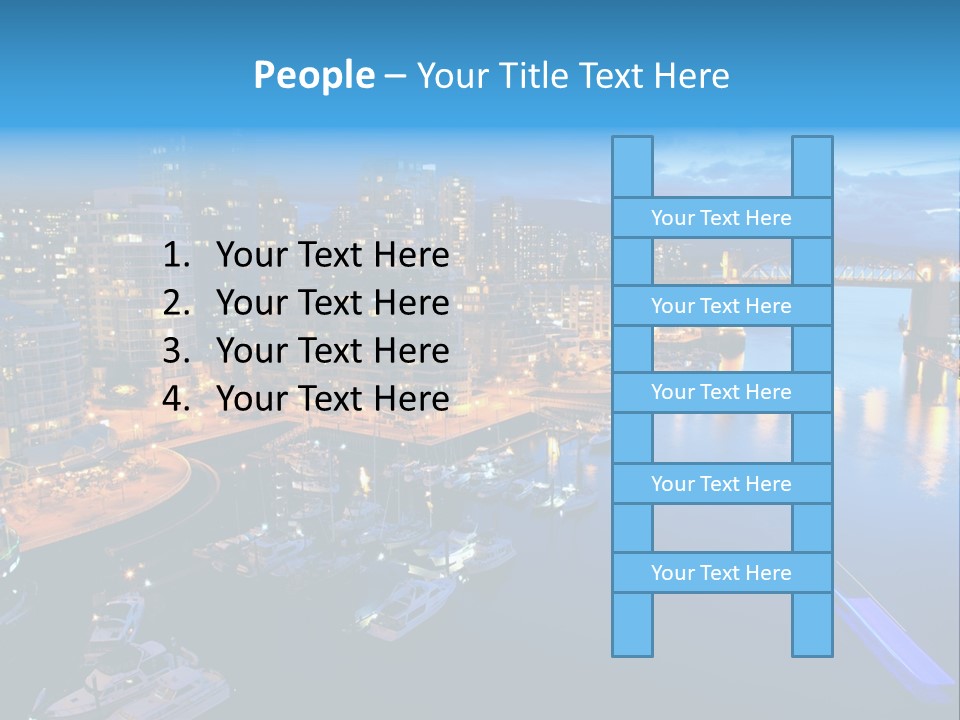 A City At Night With A Bridge Over The Water PowerPoint Template