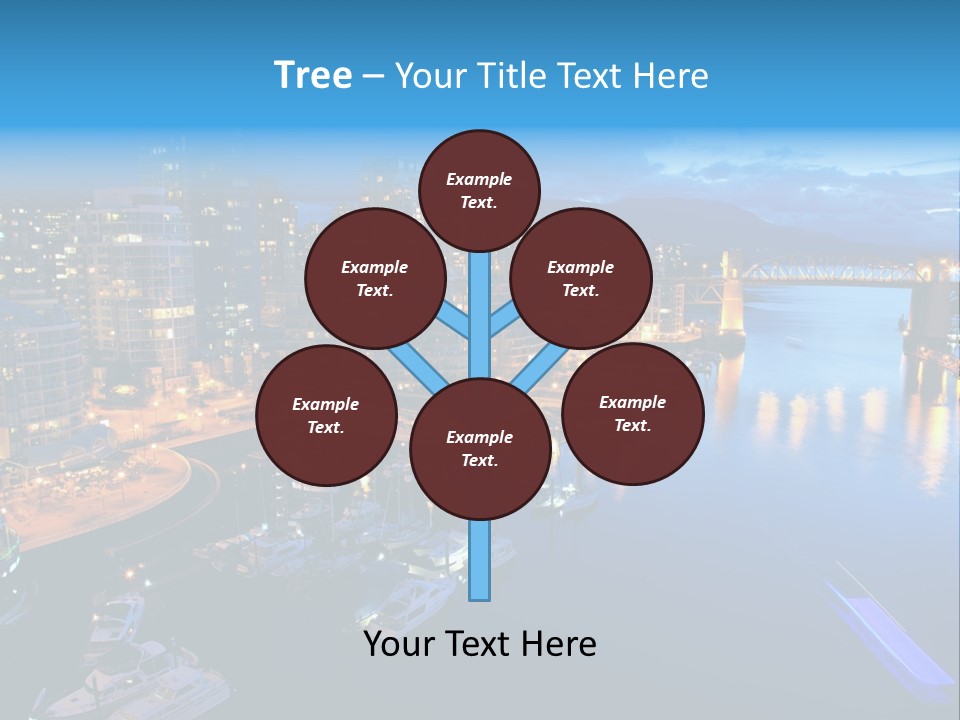 A City At Night With A Bridge Over The Water PowerPoint Template