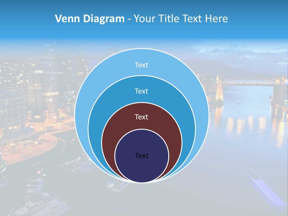 A City At Night With A Bridge Over The Water PowerPoint Template