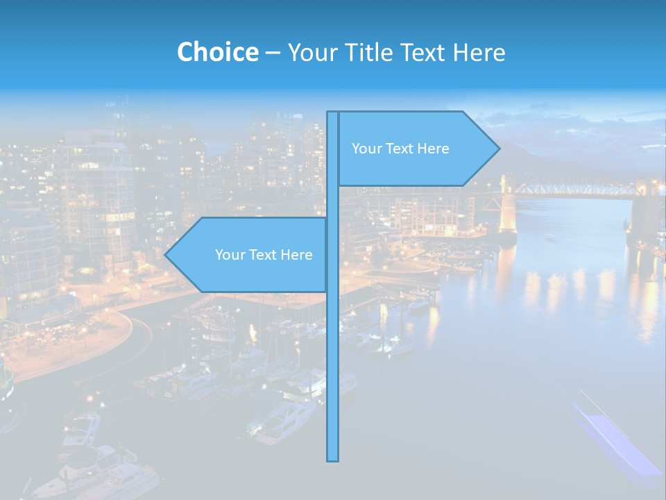 A City At Night With A Bridge Over The Water PowerPoint Template