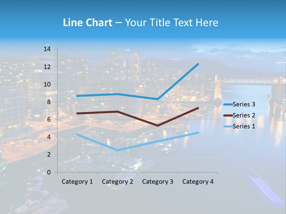 A City At Night With A Bridge Over The Water PowerPoint Template
