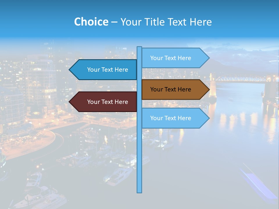 A City At Night With A Bridge Over The Water PowerPoint Template