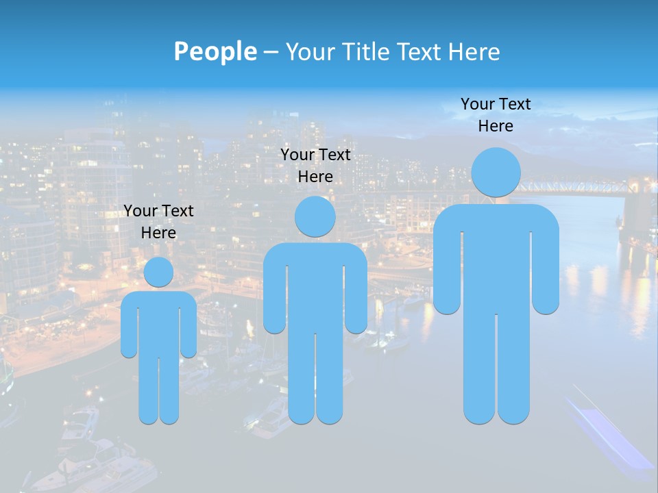 A City At Night With A Bridge Over The Water PowerPoint Template