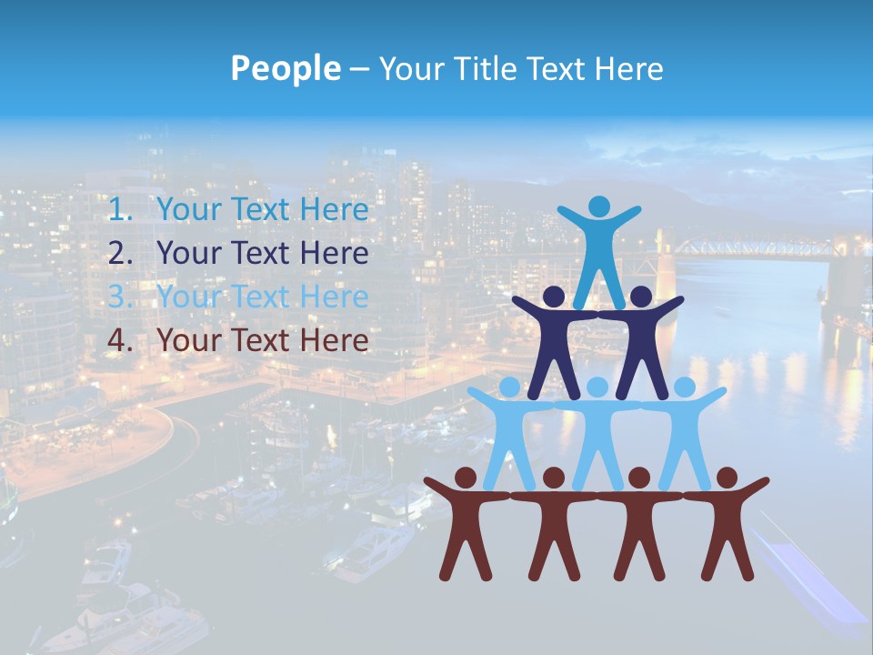 A City At Night With A Bridge Over The Water PowerPoint Template