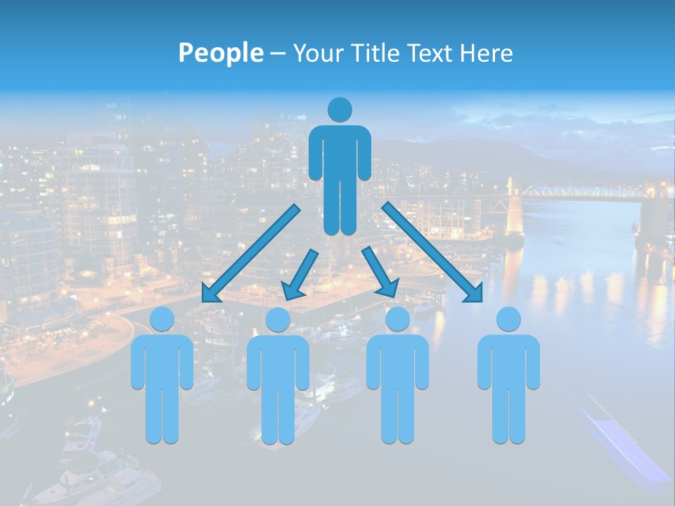 A City At Night With A Bridge Over The Water PowerPoint Template