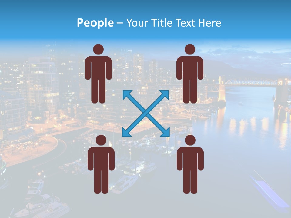 A City At Night With A Bridge Over The Water PowerPoint Template