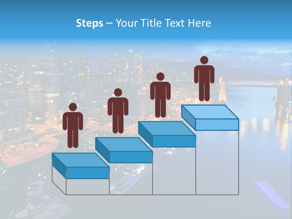 A City At Night With A Bridge Over The Water PowerPoint Template