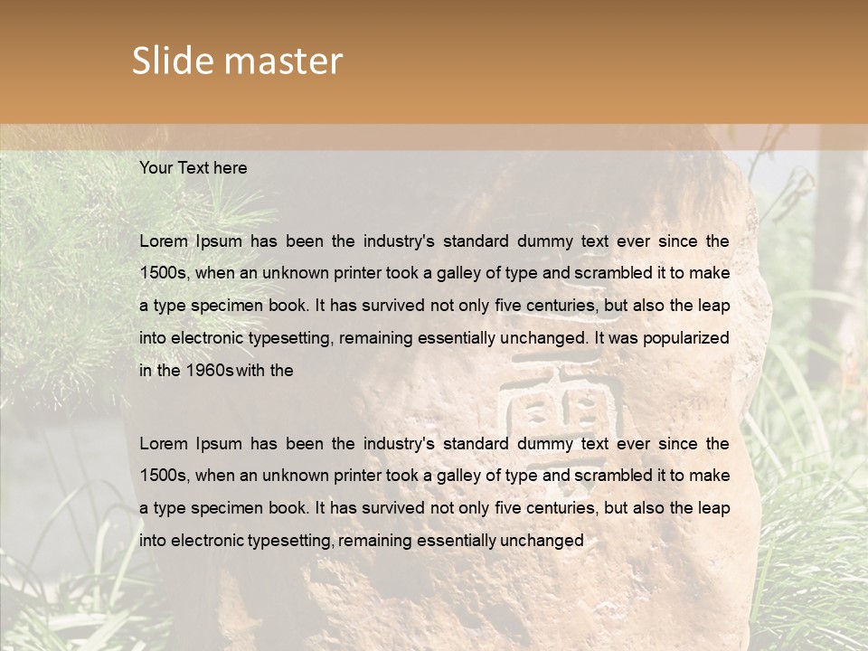 Stone Carved With Chinese Characters PowerPoint Template