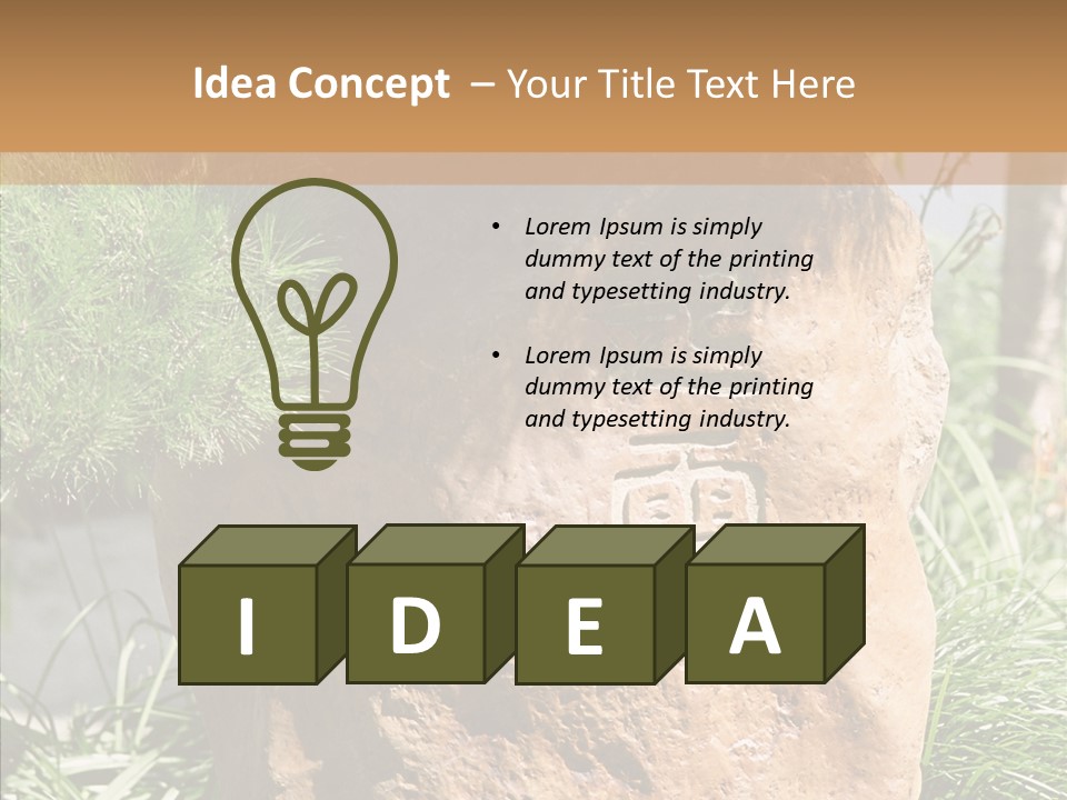 Stone Carved With Chinese Characters PowerPoint Template