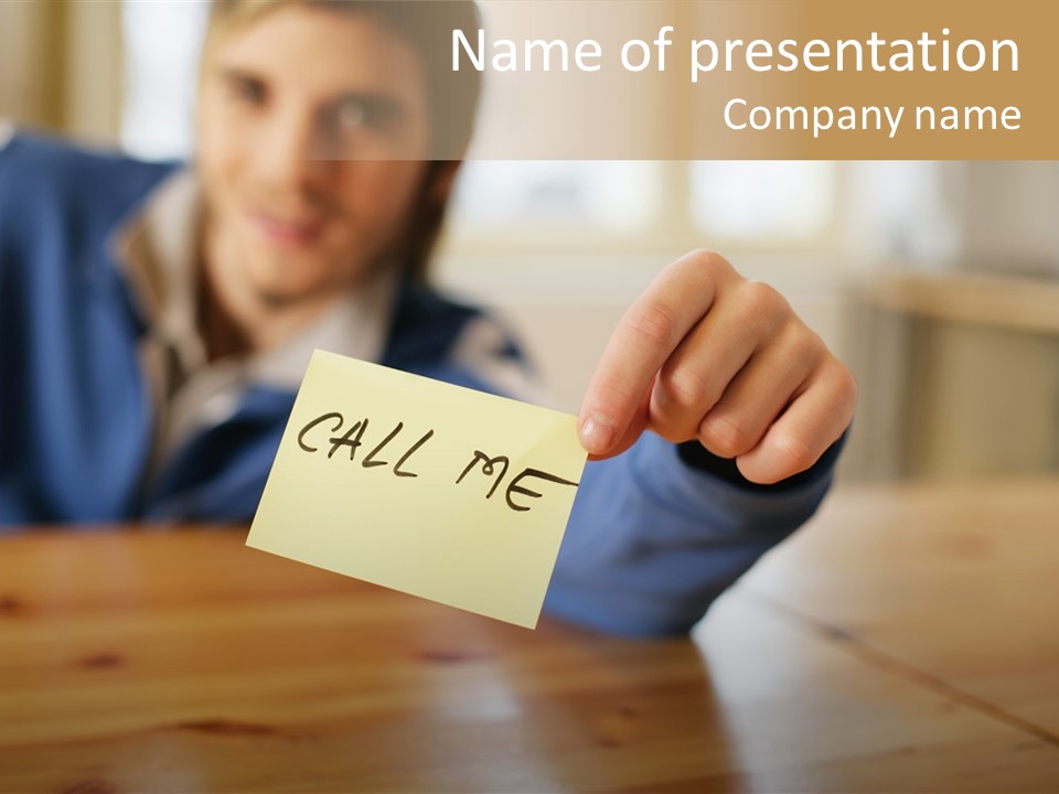 The Guy Holding The Sign Call Me PowerPoint Template