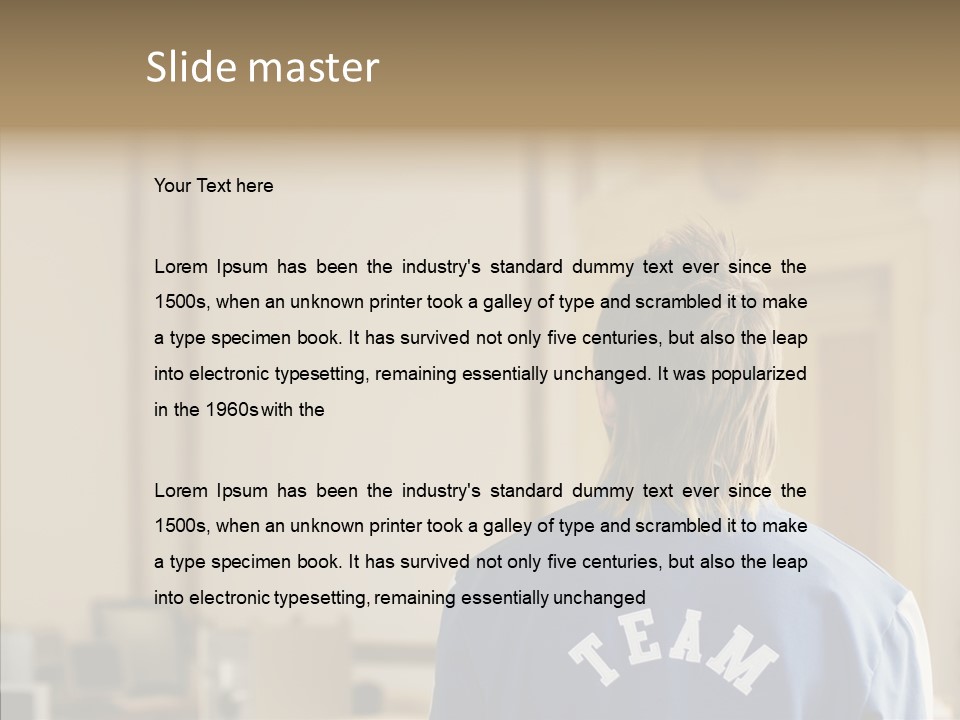 Man With An Inscription On The Back Of Team PowerPoint Template