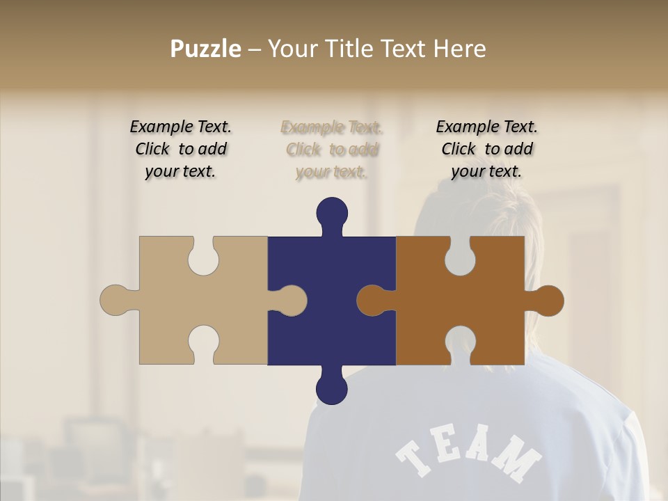 Man With An Inscription On The Back Of Team PowerPoint Template