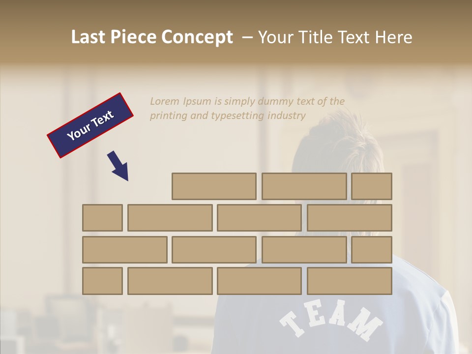 Man With An Inscription On The Back Of Team PowerPoint Template