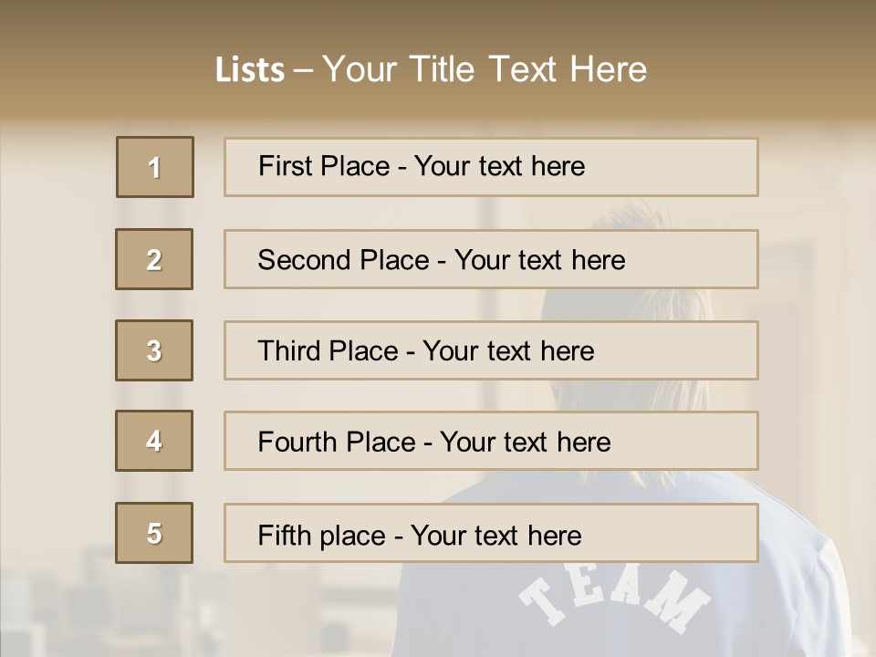 Man With An Inscription On The Back Of Team PowerPoint Template