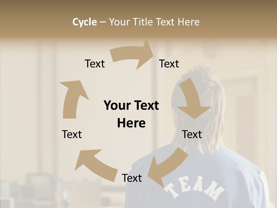 Man With An Inscription On The Back Of Team PowerPoint Template