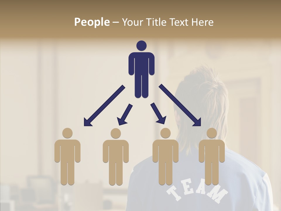 Man With An Inscription On The Back Of Team PowerPoint Template